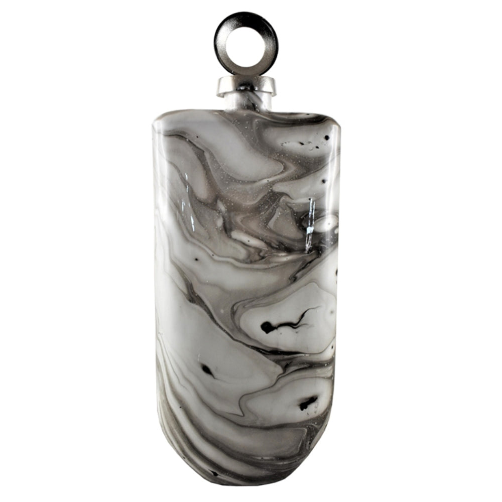 Καράφα Διακοσμητική Γυάλινη Λευκή/Μαύρη 19x10x48