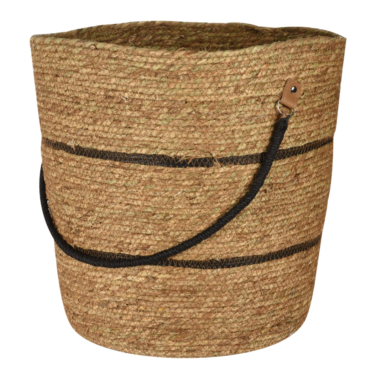 Καλάθια Ψάθινα Φυσικά/Μαύρα (3 Τεμ.)