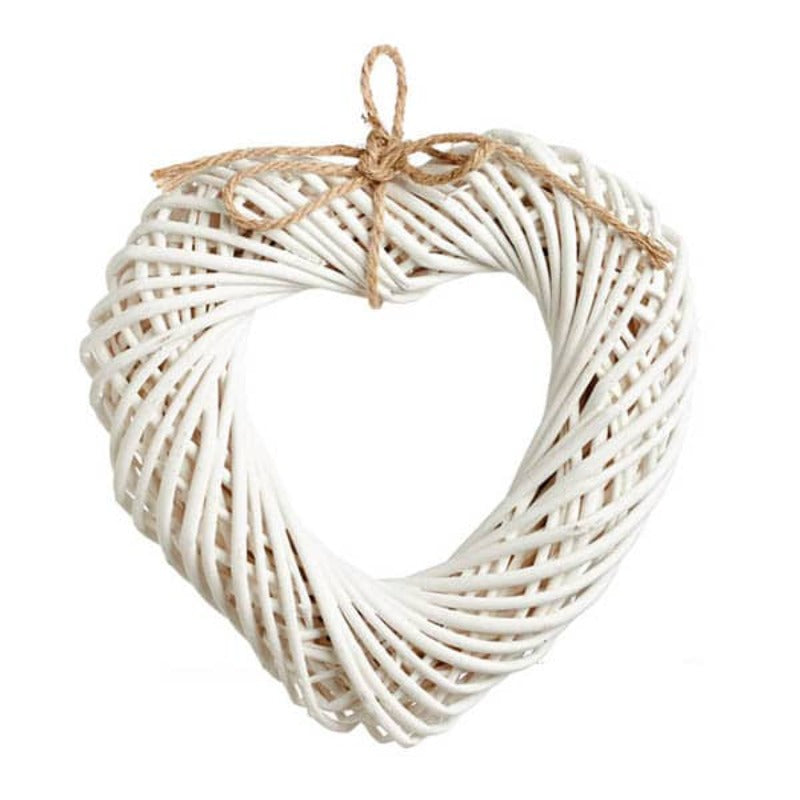 Διακοσμητικό Τοίχου 'Καρδιά' Ψάθινο Λευκό 34x7x30