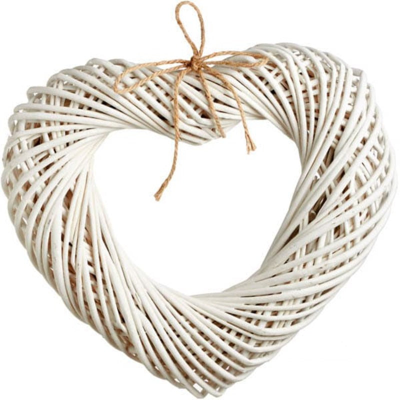 Διακοσμητικό Τοίχου 'Καρδιά' Ψάθινο Λευκό 51x11x45
