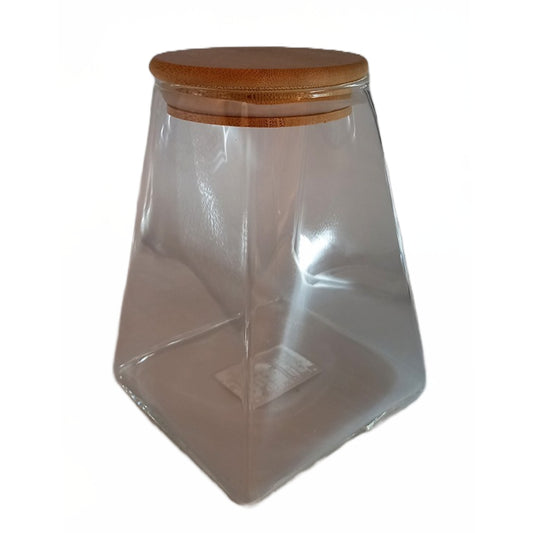 Βάζο Αποθήκευσης Γυάλινο/Ξύλινο Διάφανο/Φυσικό 14x14x15