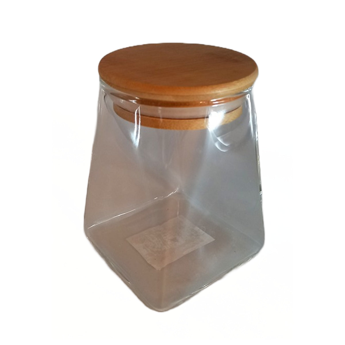 Βάζο Αποθήκευσης Γυάλινο/Ξύλινο Διάφανο/Φυσικό 10x10x10