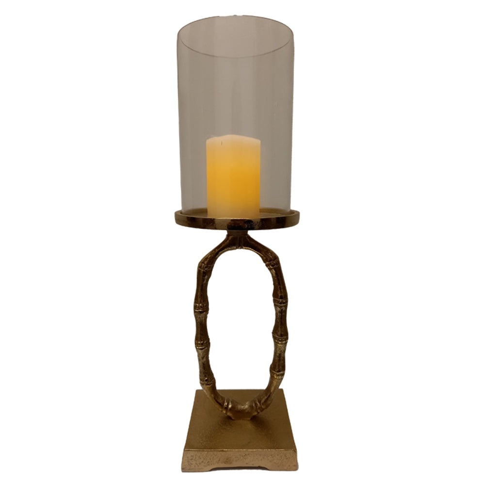 Κηροπήγιο Μεταλλικό/Γυάλινο Χρυσό/Διάφανο 12x12x40