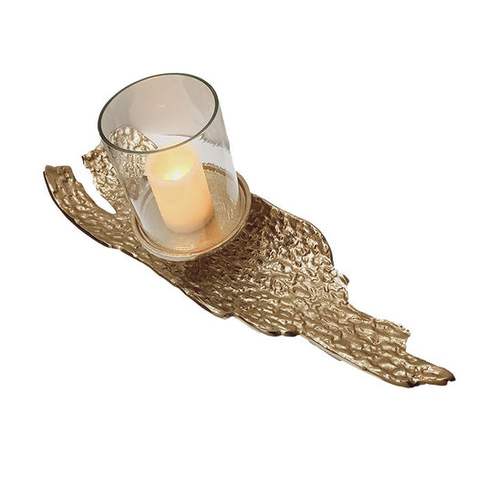 Κηροπήγιο με Πιατέλα Μεταλλικό/Γυάλινο Χρυσό/Διάφανο 46x15x19