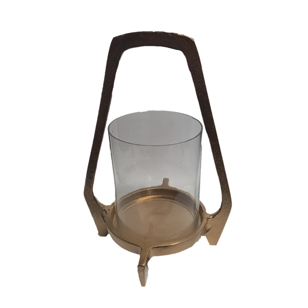 Κηροπήγιο Μεταλλικό/Γυάλινο Χρυσό/Διάφανο 18x18x26