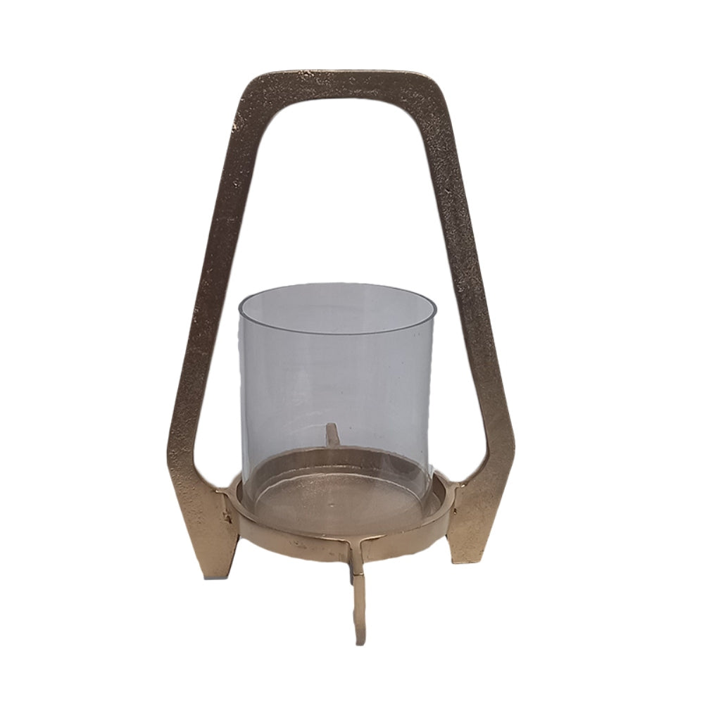 Κηροπήγιο Μεταλλικό/Γυάλινο Χρυσό/Διάφανο 21x21x31