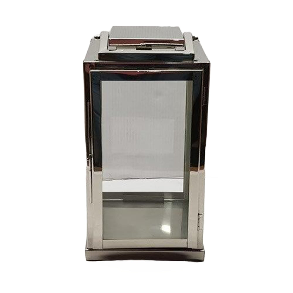 Φανάρι Ανοξείδωτο/Γυάλινο Ασημί/Διάφανο 18x18x32