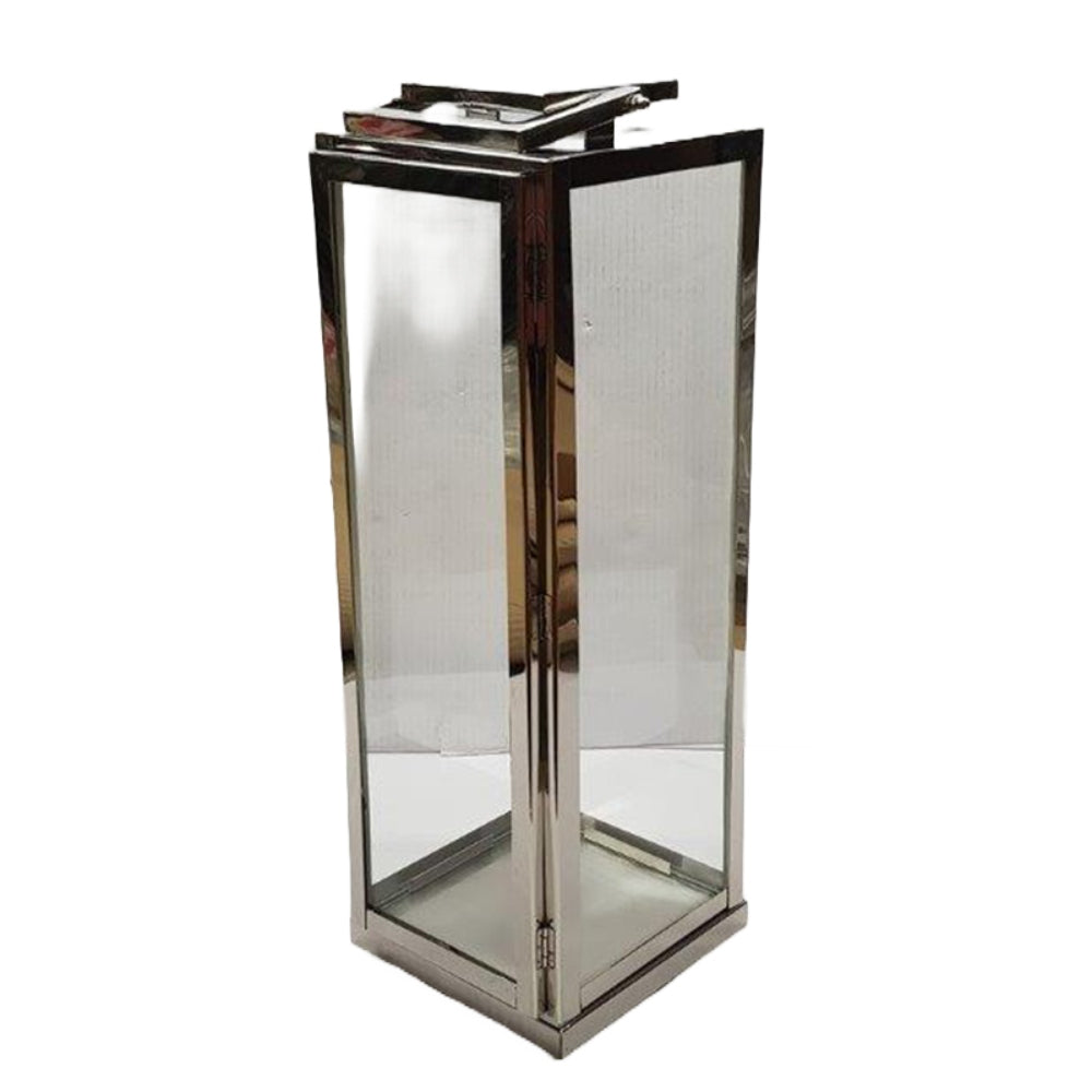 Φανάρι Ανοξείδωτο/Γυάλινο Ασημί/Διάφανο 18x18x52