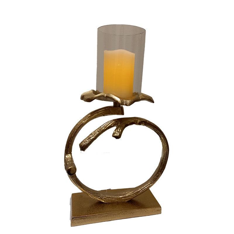 Κηροπήγιο Μεταλλικό/Γυάλινο Χρυσό/Διάφανο 19x7x28