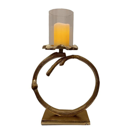 Κηροπήγιο Μεταλλικό/Γυάλινο Χρυσό/Διάφανο 23x7x33