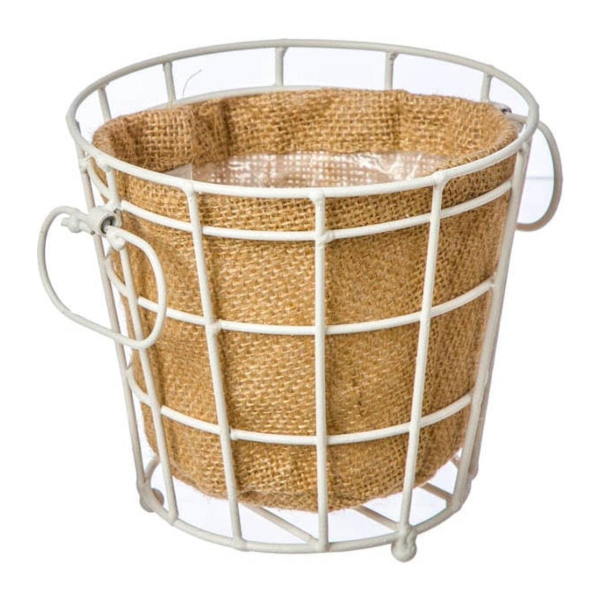 Κασπώ με Γιούτα Μεταλλικό Λευκό 14x13x14