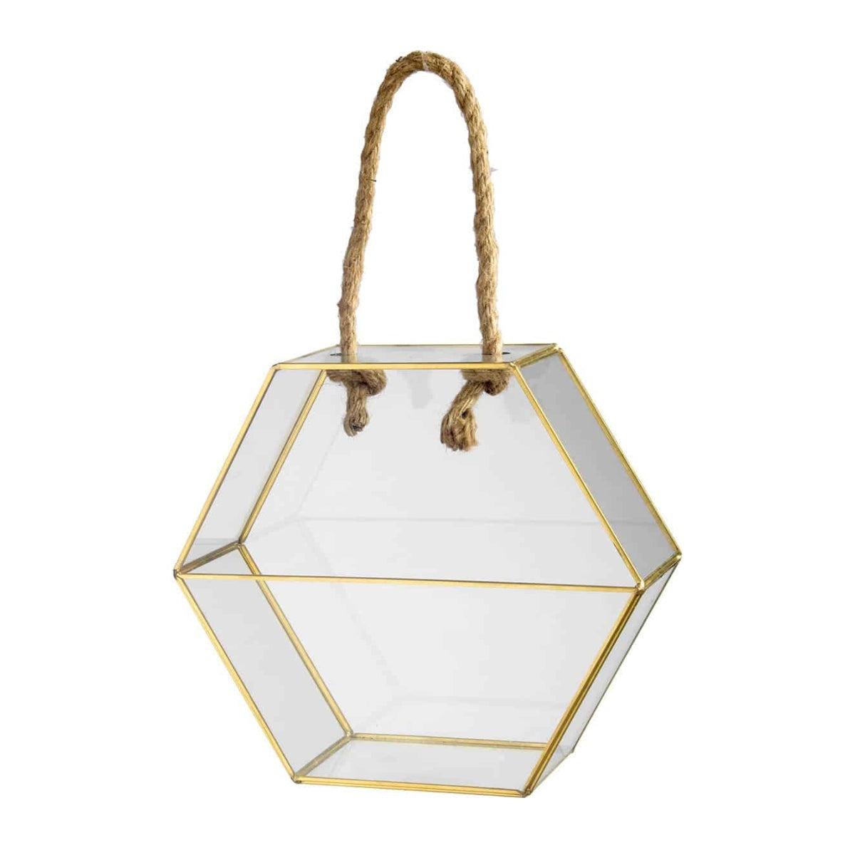 Κουτί με Σχοινί Γυάλινο/Μεταλλικό Διάφανο/Χρυσό 28x9x22