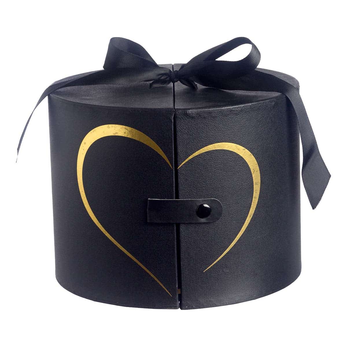 Κουτί με Φιόγκο 'Καρδιά' Χάρτινο Μαύρο/Χρυσό 22x22x17