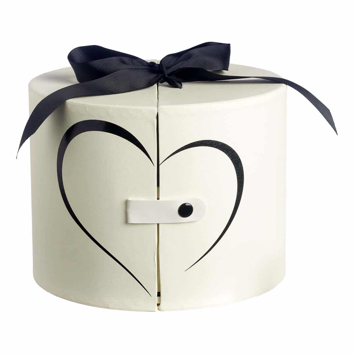 Κουτί με Φιόγκο 'Καρδιά' Χάρτινο Λευκό/Μαύρο 22x22x17