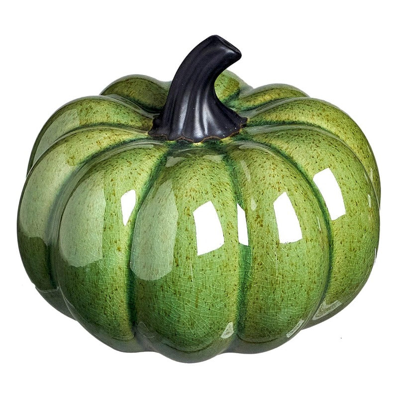 Διακοσμητική Κολοκύθα Κεραμική Πράσινη/Μαύρη 13x13x10