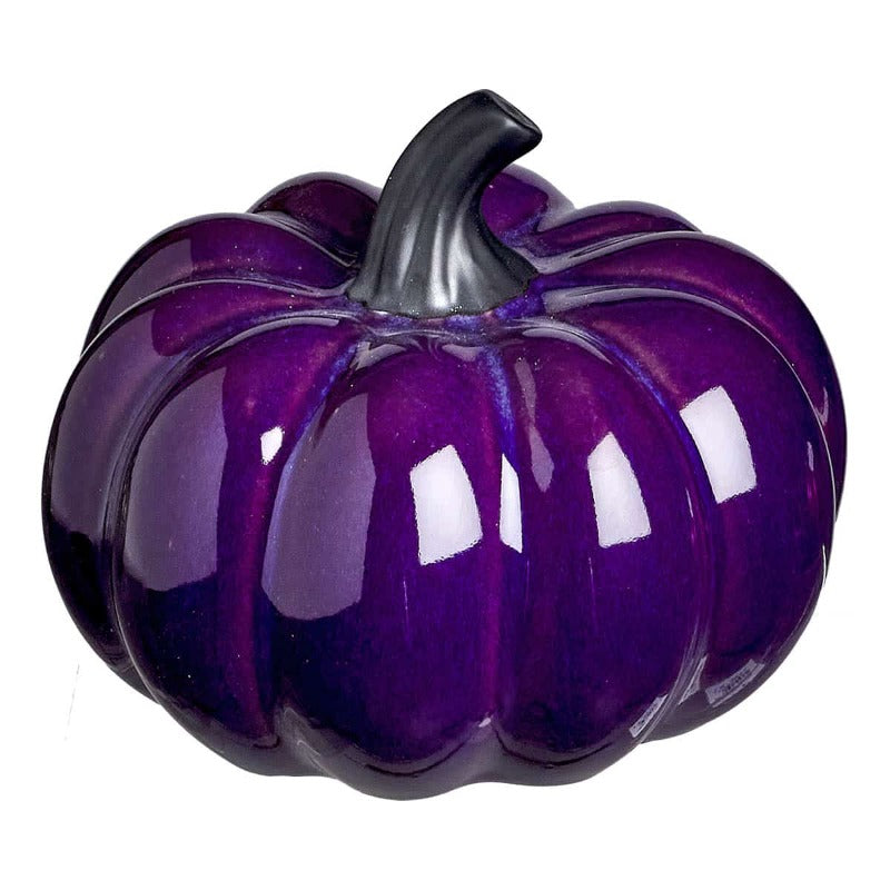 Διακοσμητική Κολοκύθα Κεραμική Μωβ/Μαύρη 13x13x10