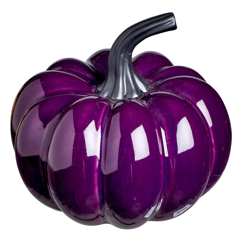 Διακοσμητική Κολοκύθα Κεραμική Μωβ/Μαύρη 16x16x15