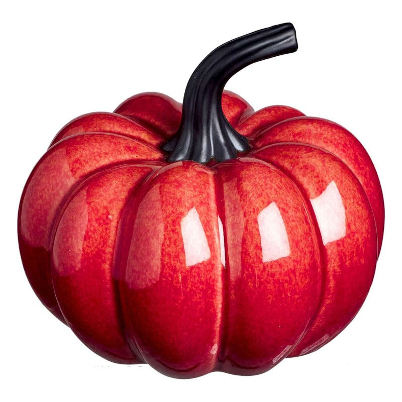 Διακοσμητική Κολοκύθα Κεραμική Κόκκινη/Μαύρη 16x16x15