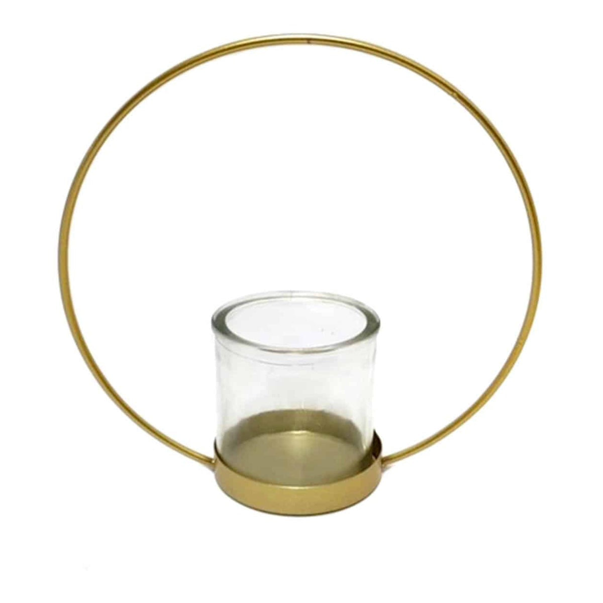 Κηροπήγιο Μεταλλικό/Γυάλινο Χρυσό/Διάφανο 22x8x22