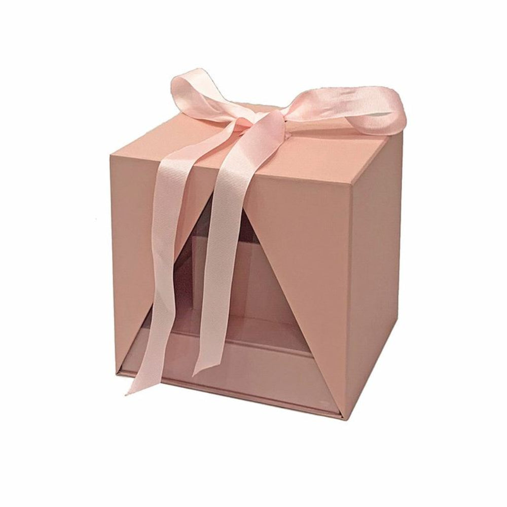 Κουτί με Φιόγκο Χάρτινο Ροζ 18x18x18