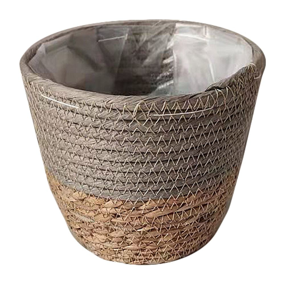 Καλάθι Ψάθινο Γκρι/Φυσικό 17x17x14
