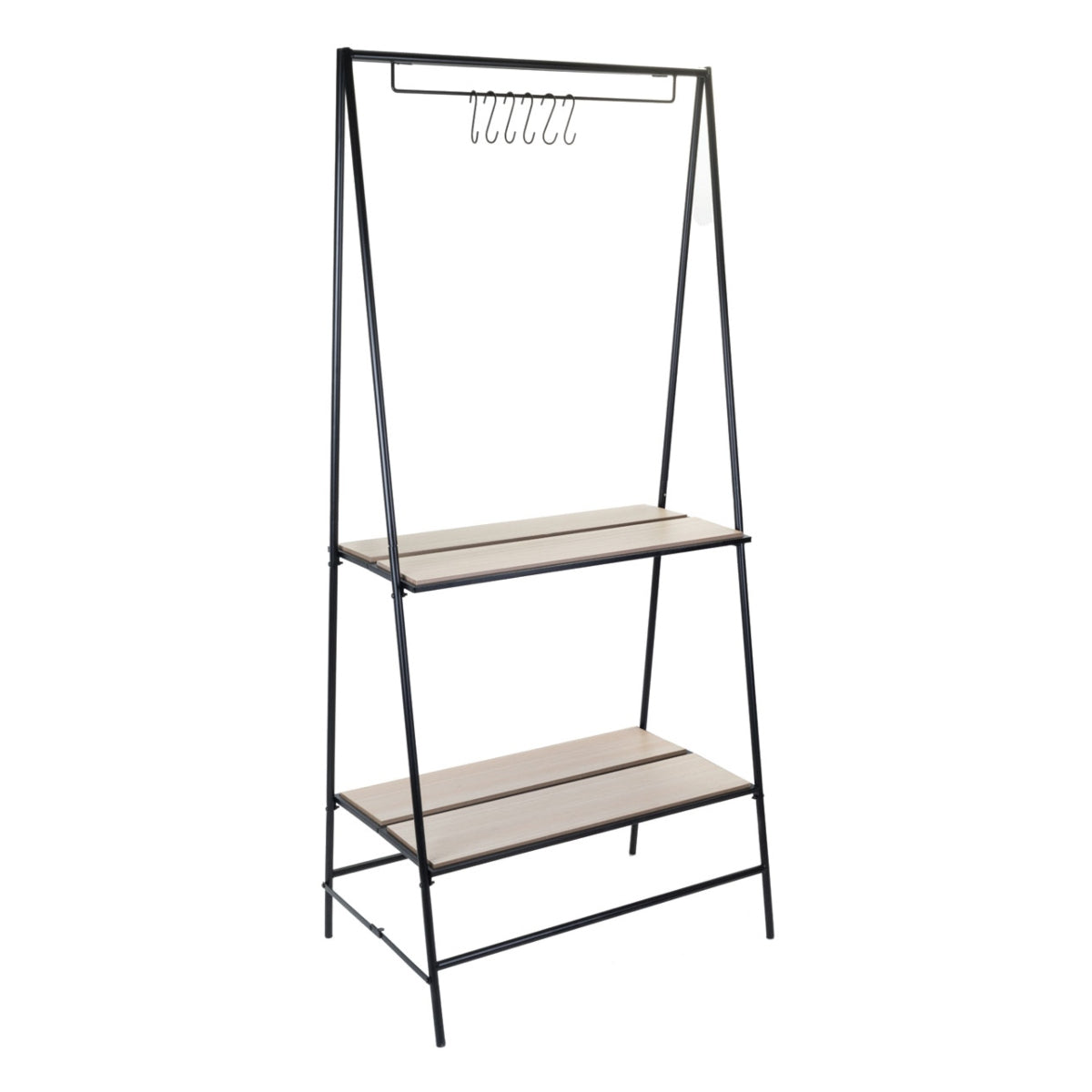 Ανθοστήλη Μεταλλική/Ξύλινη Μαύρη/Φυσική 90x60x200