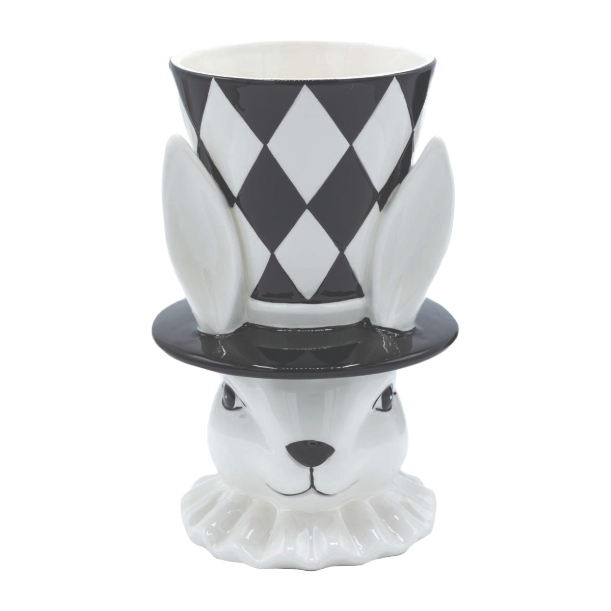 Βάζο 'Λαγός' Κεραμικό Ασπρόμαυρο 13x13x20