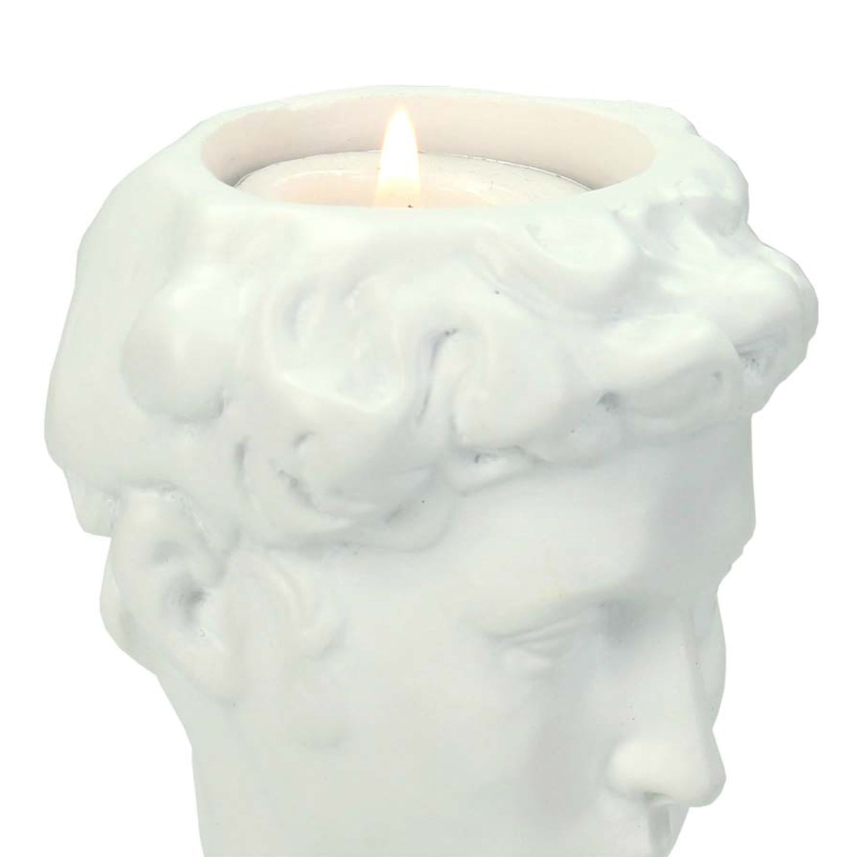 Κηροπήγιο 'Ανδρική Προτομή' Πολυρεσίνης Λευκό 9x9x22