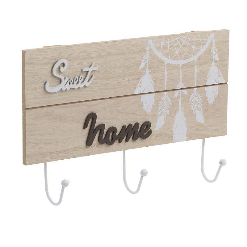 Κρεμάστρα Τοίχου 3 Θέσεων Ξύλινη/Μεταλλική Φυσική/Λευκή 30x3x20