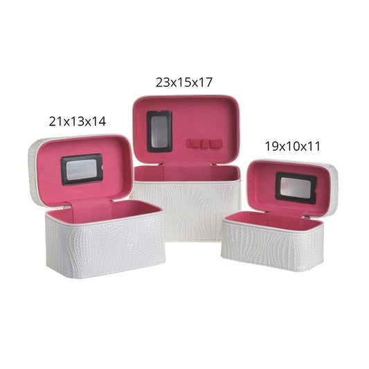 Βαλιτσάκι Καλλυντικών Δερματίνης Λευκό 21x13x14