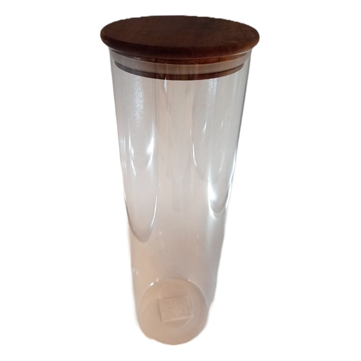 Βάζο Αποθήκευσης Γυάλινο/Ξύλινο Διάφανο/Καφέ 10x10x33