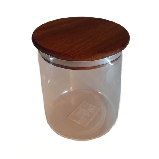 Βάζο Αποθήκευσης Γυάλινο/Ξύλινο Διάφανο/Καφέ 10x10x12