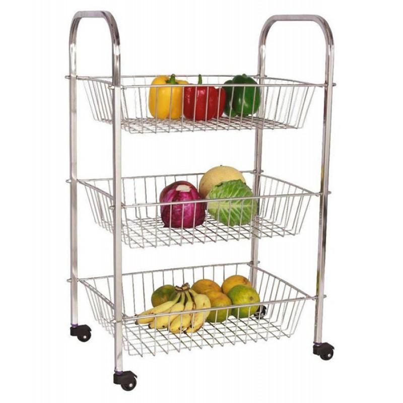 Ραφιέρα Αποθήκευσης με Ροδάκια Μεταλλική Ασημί 41x26x65