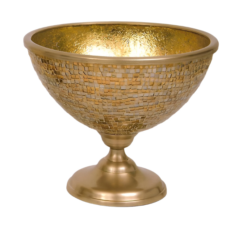 Μπωλ με Πόδι Ψηφιδωτό Γυάλινο Χρυσό 27x27x23