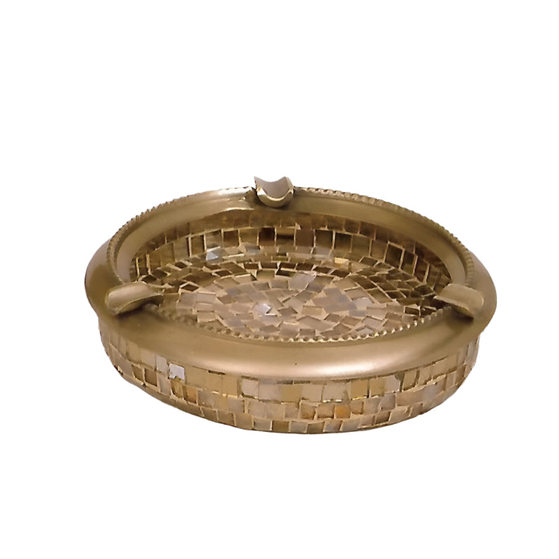 Σταχτοδοχείο Ψηφιδωτό Γυάλινο Χρυσό 15x15x4