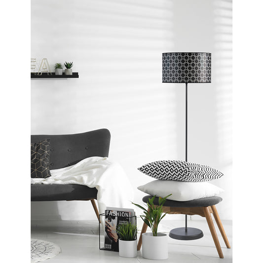 Φωτιστικό Δαπέδου Μέταλλο/Αμπαζούρ Μαύρο/Λευκό Ε27