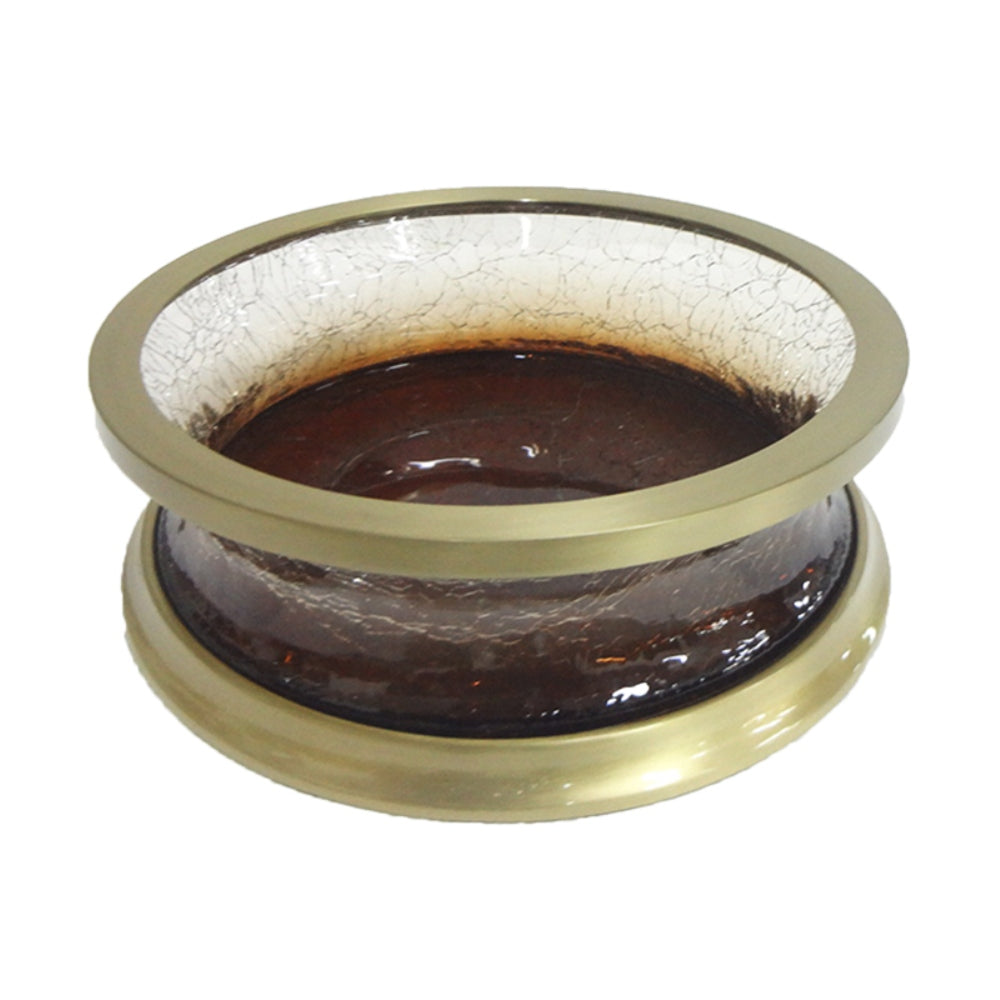 Μπωλ Κρακελέ Γυάλινο Καφέ/Χρυσό 26x26x18