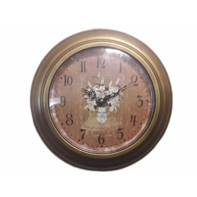 Ρολόι Τοίχου Μεταλλικό Αντικέ Μπρονζέ 32x4x32