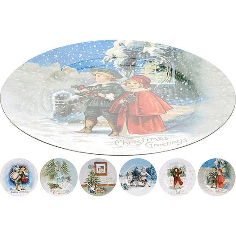 Πιατέλα με Σχέδια Χριστουγεννιάτικη Πλαστική Πολύχρωμη 33x33x2