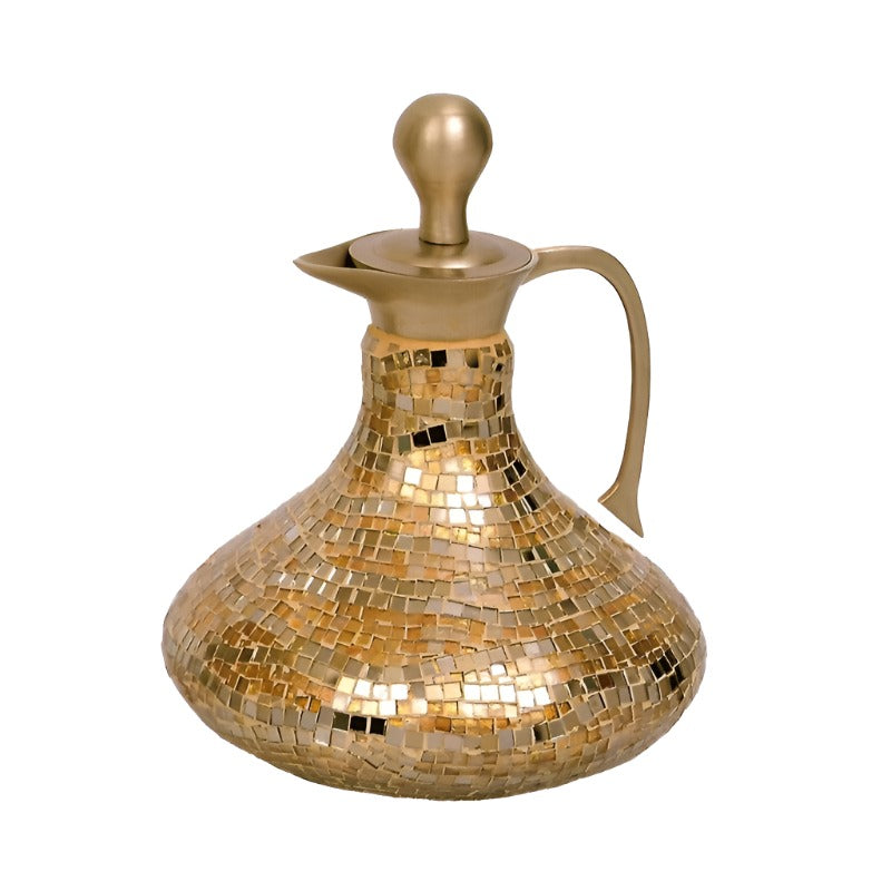 Καράφα Διακοσμητική Ψηφιδωτή Γυάλινη Χρυσή 25x25x20