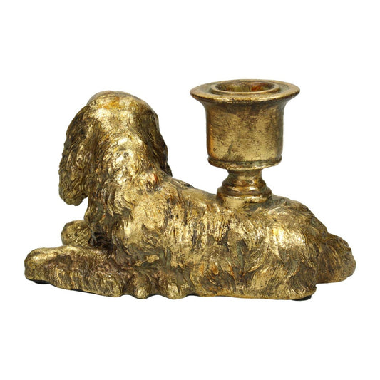 Κηροπήγιο 'Σκύλος' Πολυρεσίνης Χρυσό 14x8x9