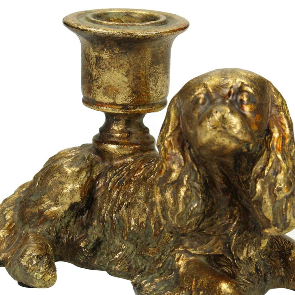 Κηροπήγιο 'Σκύλος' Πολυρεσίνης Χρυσό 14x8x9