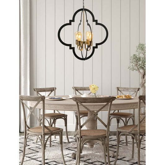 Φωτιστικό Πολύφωτο 4φ Μέταλλο Μαύρο/Χρυσό Ε27