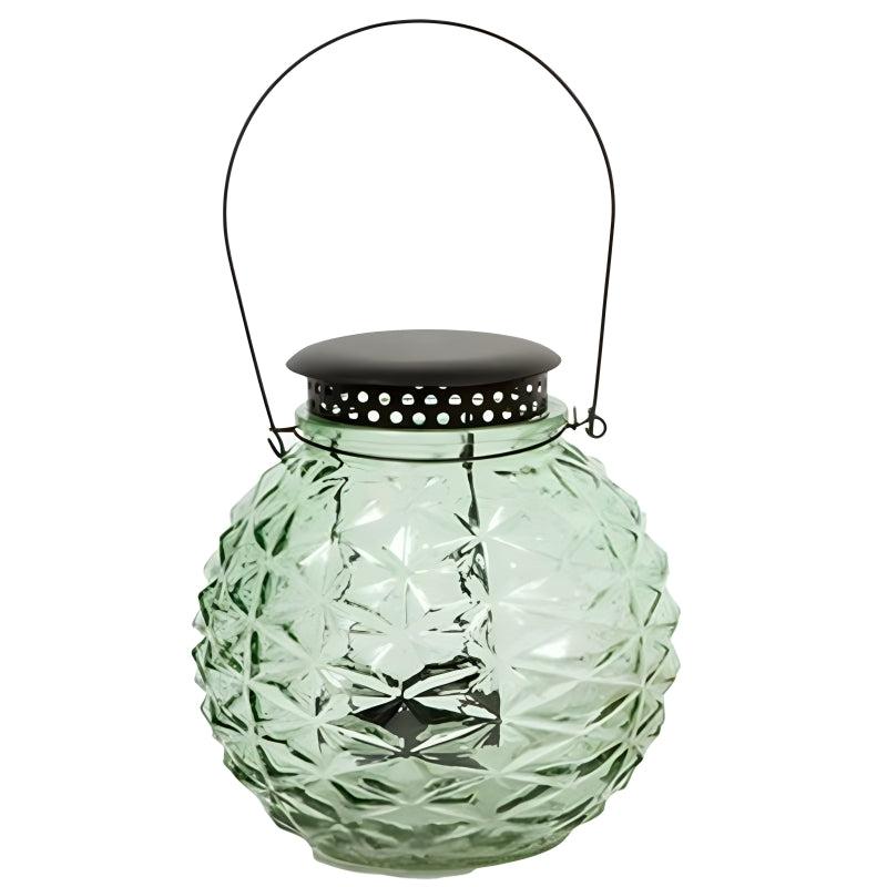 Φανάρι Γυάλινο/Μεταλλικό Πράσινο/Μαύρο 12x12x22