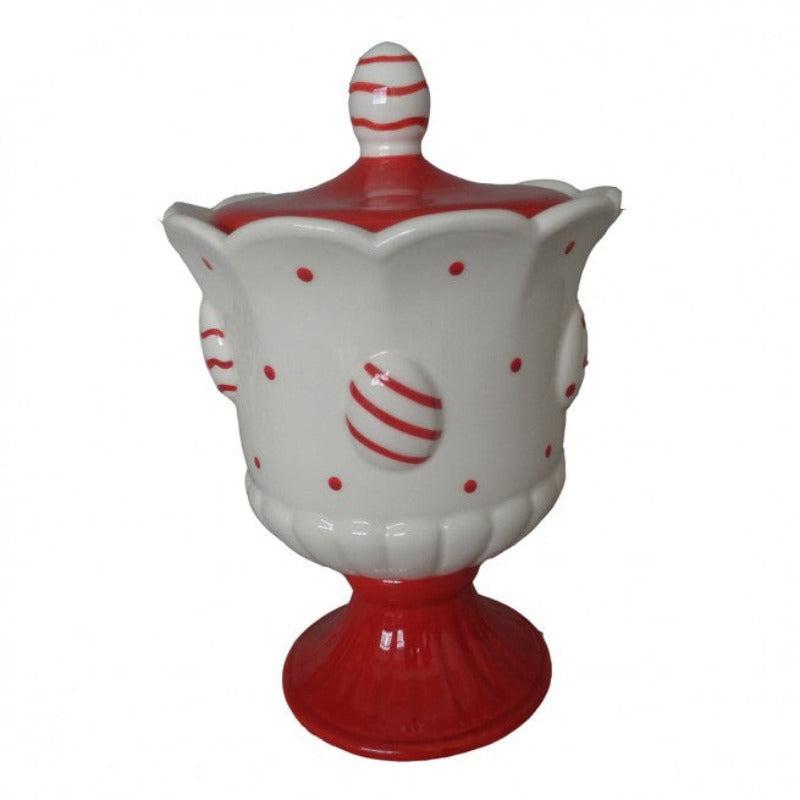 Βάζο με Καπάκι Πασχαλινό Κεραμικό Λευκό/Κόκκινο 16x16x24