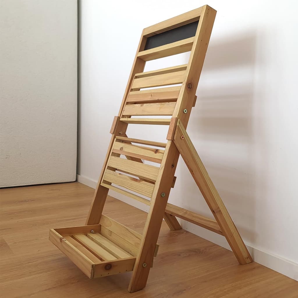 Ανθοστήλη με Μαυροπίνακα Ξύλινη Φυσική 39x17x76