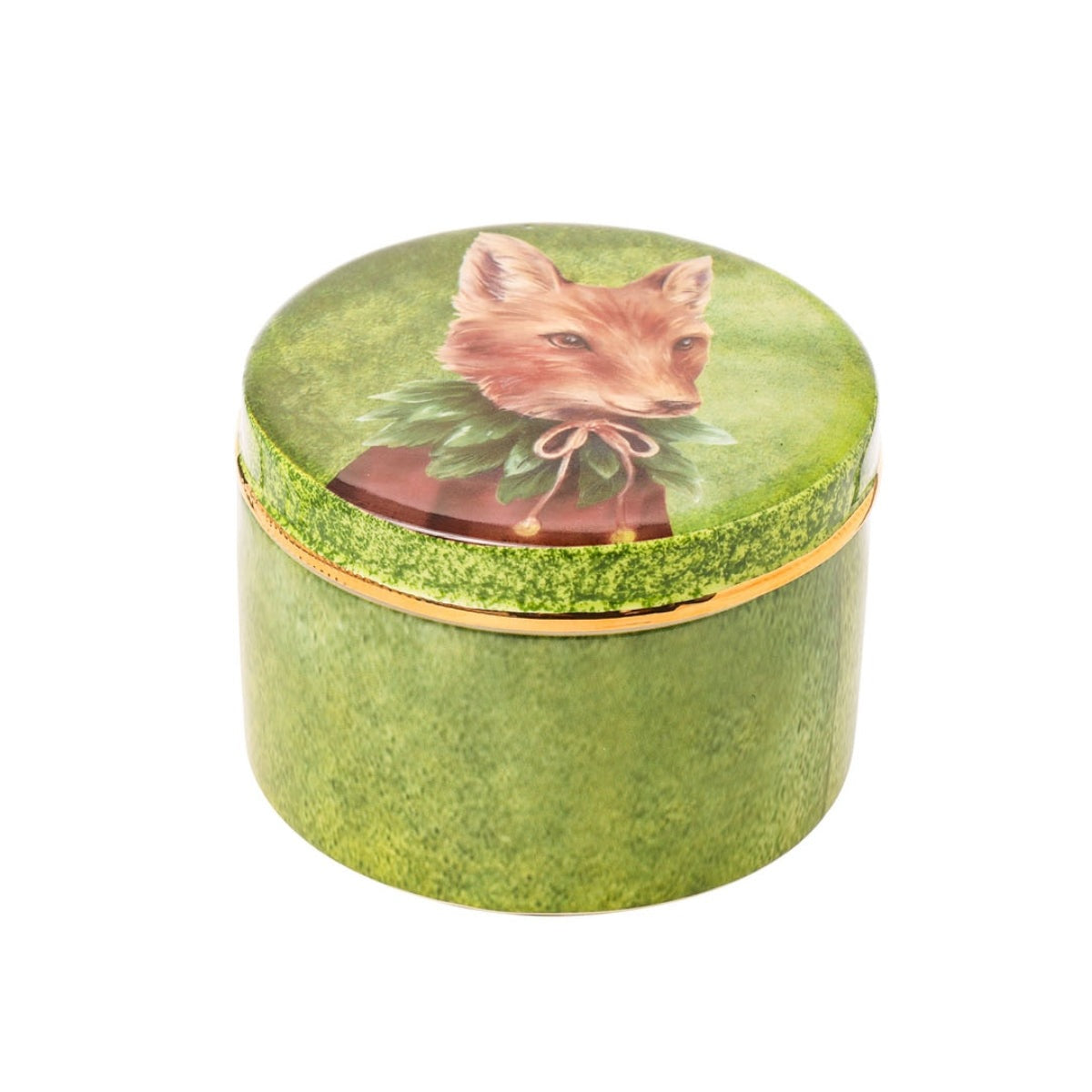 Κουτί 'Αλεπού' Πορσελάνινο Πράσινο/Καφέ 12x12x9