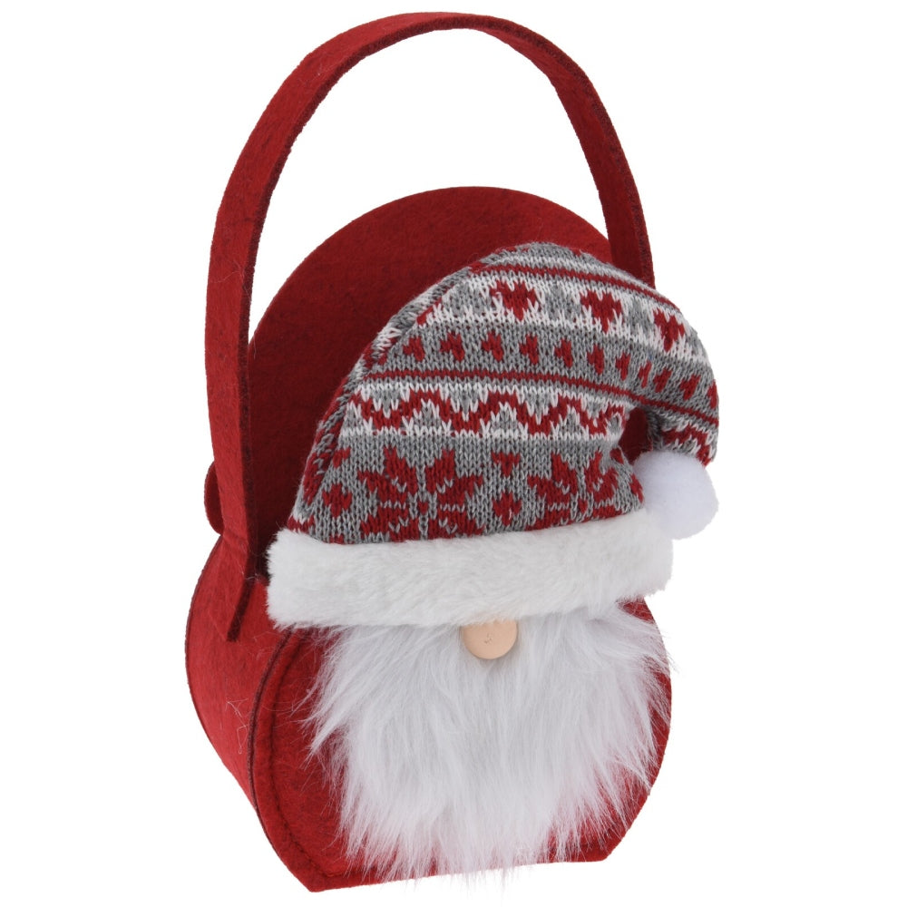 Τσαντάκι 'Άγιος Βασίλης' Υφασμάτινο Κόκκινο/Λευκό 11x4x23