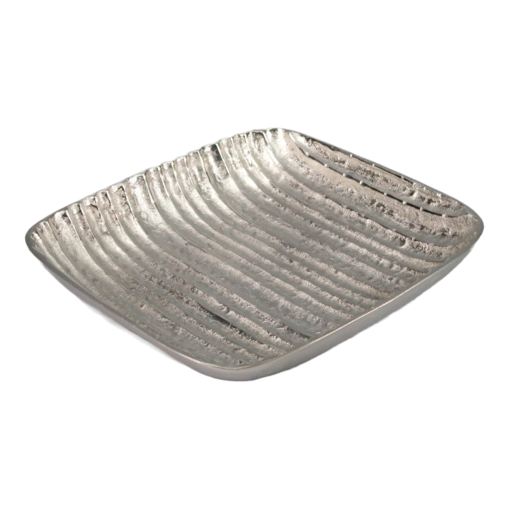 Πιατέλα Τετράγωνη Μεταλλική Ασημί 31x31x6