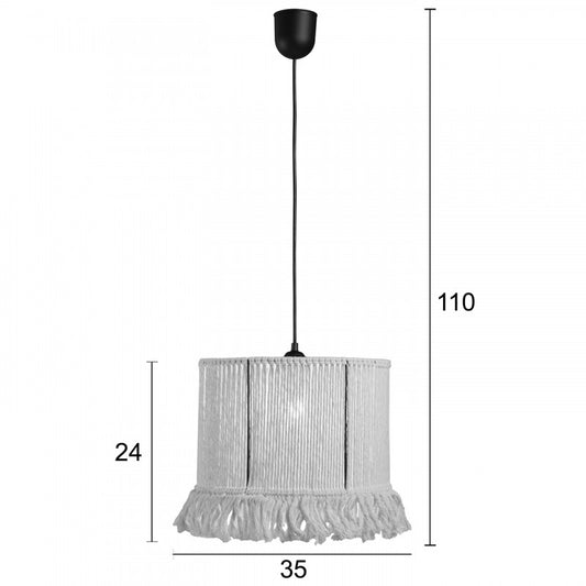 Φωτιστικό Μονόφωτο Boho Σχοινί Εκρού Ε27 Φ35